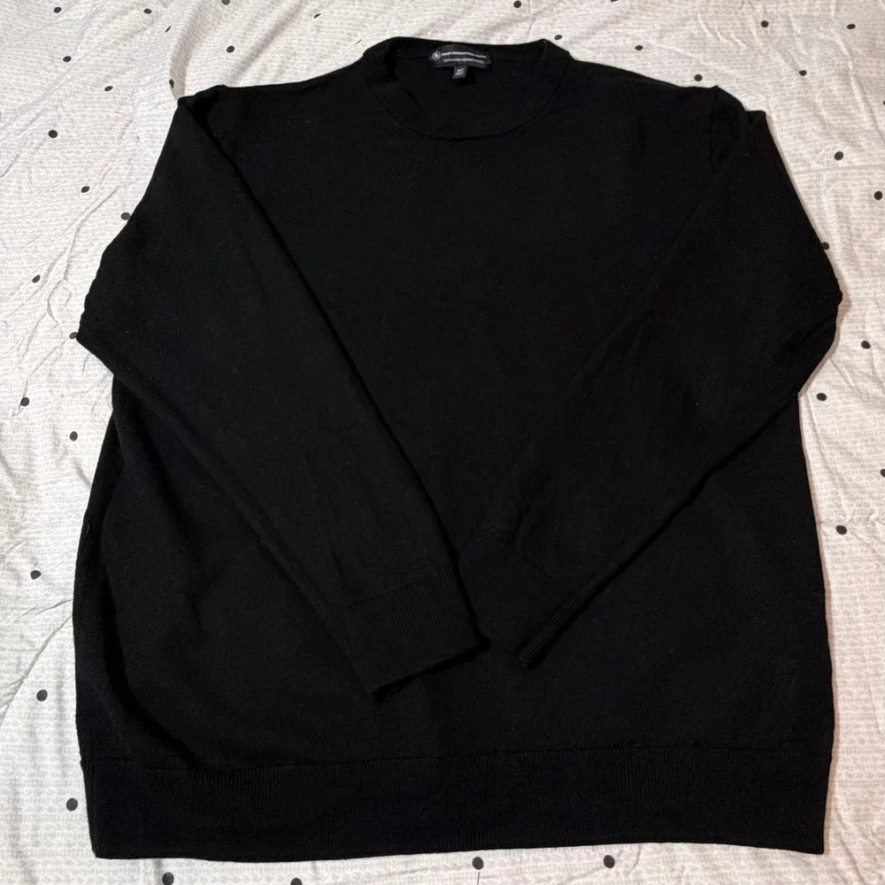 Hart Schaffner Marx Mens 2XT Black Extra Fine Merino Wool Crewneck Sweater - Picture 3 of 8